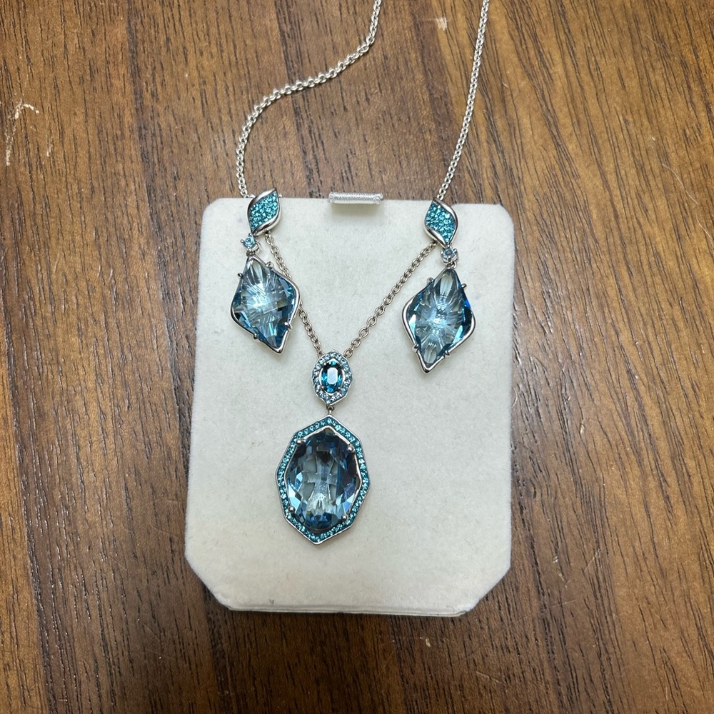 Sterling silver  Blue Gemstone Necklace and Earring Set